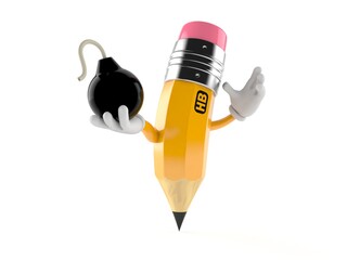 Sticker - Pencil character holding bomb