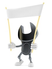 Poster - Wrench character holding blank banner