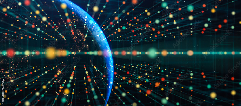 Global world network and Communication technology concept,big data,iot ...