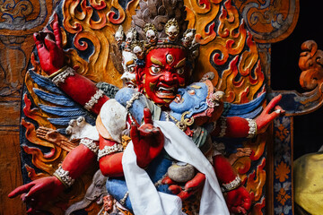 Dharmapala statue in Tsemo Hompa in Leh