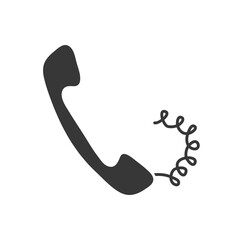 Poster - phone with cord icon, silhouette style