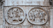 Pormenor Do Arco De Triunfo De Constantino, Roma, Itália