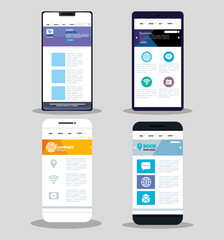 Poster - mockup responsive web, concept website development in different smartphones