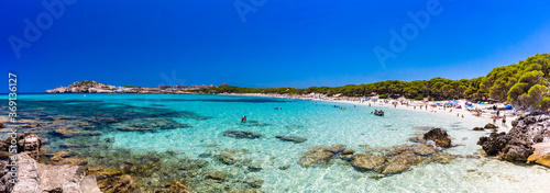 Cuadros en Lienzo Cala Agulla sand beach Spain, Balearic Islands, Mallorca, Cala Rajada
