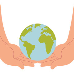 Poster - hands supporting the world and giving support