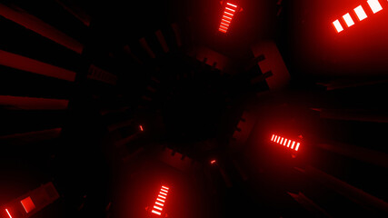 Wall Mural - illustration graphic abstract energy tunnel looping with cinematic red lighting in space. seamless l