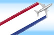 © stifoz - 3d illustration of a background Netherlands travel concept. flag  with plane