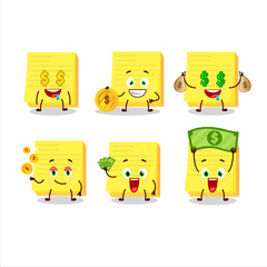 Poster - Sticky notes yellow cartoon character with cute emoticon bring money