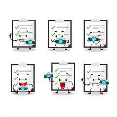 Poster - Photographer profession emoticon with clipboard with checklist cartoon character