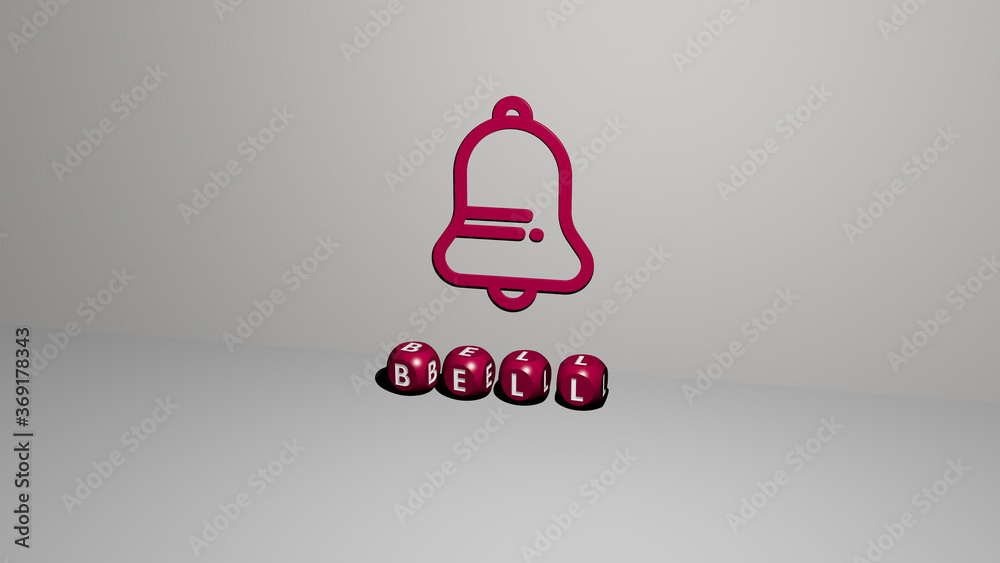3D graphical image of BELL vertically along with text built by metallic ...