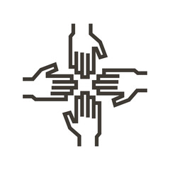 Wall Mural - Hands of different people together. Vector icon illustration for concepts of teamwork, unity, community, togetherness.