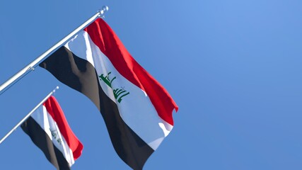 3D rendering of the national flag of Iraq waving in the wind