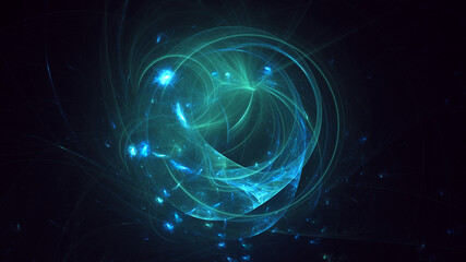 Poster - 3d rendering abstract multicolor fractal light background