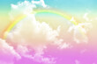 © masterjew - Fantasy magical landscape the rainbow on sky abstract with a pastel colored background and wallpaper.
