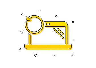 Aufkleber - Backup data sign. Recovery laptop icon. Restore smartphone information symbol. Yellow circles pattern. Classic recovery laptop icon. Geometric elements. Vector