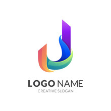Letter J Logo Concept, Modern 3d Logo Style In Gradient Vibrant Colors