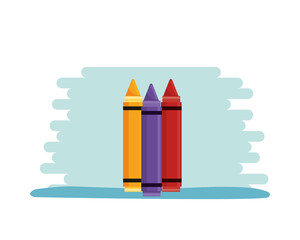 Poster - crayons school supplies isolated icons