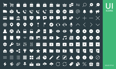Poster - ui ux icon set. set of website user interface solid and glyph ecommerce icons