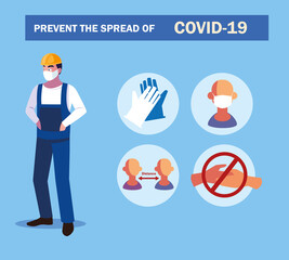 Wall Mural - recommendations to prevent covid in an industry operator