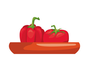 Sticker - pepper and tomato healthy vegetables in dish