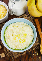 Wall Mural - Millet porridge with milk