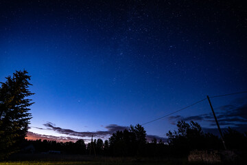 Wall Mural - overhead milky way with stars in clear summer night. country side.