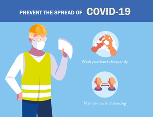 Wall Mural - recommendations to prevent covid in an industry operator