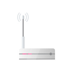 Poster - Router with antenna vector, modem for sharing connection, internet signal isolated icon in flat style. Modern object for comfortable browsing and work
