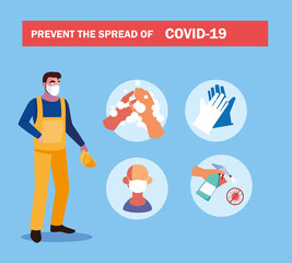 Wall Mural - recommendations to prevent covid in an industry operator