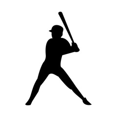 Sticker - athletic man practicing baseball sport silhouette