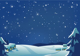 Fototapeta Kosmos - 雪が積もった夜の背景