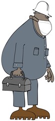 Wall Mural - Workman carrying his lunchbox and wearing a face mask