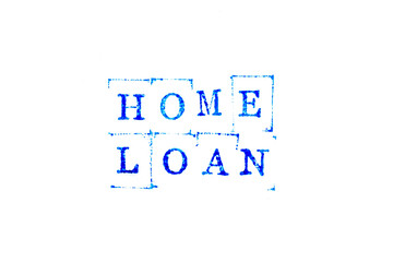 Canvas Print - Blue ink of rubber stamp in word home loan on white paper background