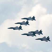 RSAF F-15SG Fighter Jets Formation Flyby For National Day Parade At Singapore.