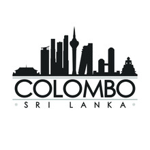 Colombo Sri Lanka Skyline Silhouette City. Cityscape Design Vector. Famous Monuments Tourism.