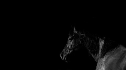 Horses on black background