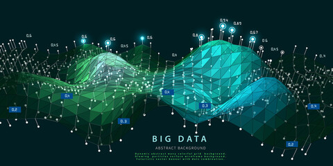 Wall Mural - big data. abstract visualization polygonal algorithm analyze data. quantum virtual cryptography conc