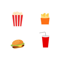 Poster - Fast food flat color vector objects set
