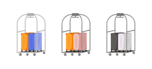 Poster - Suitcase delivery flat color vector object set