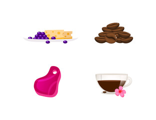 Poster - Food flat color vector objects set