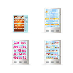Fototapete - Commercial fridges flat color vector objects set