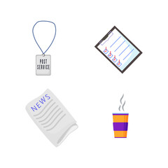 Poster - Mail courier equipment flat color vector object set