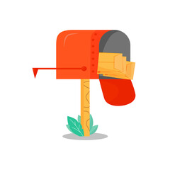 Poster - Red mail box flat color vector object