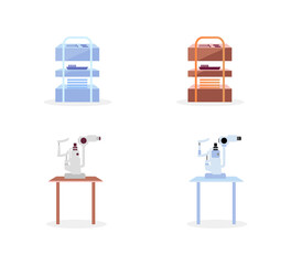 Fototapete - Medical equipment flat color vector objects set
