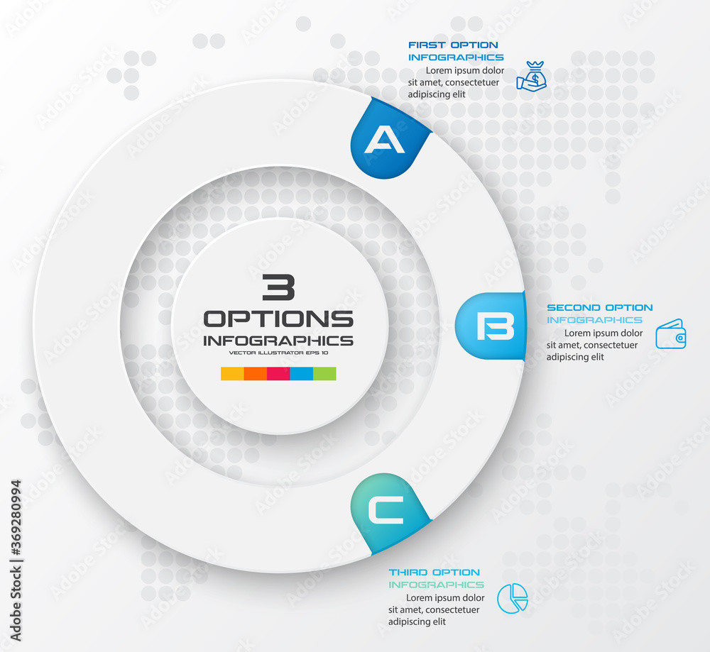 Circle chart infographic template with 3 options,Vector illustration ...