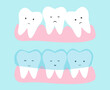 Cute tooth cartoon vector. Invisible dental aligner  concept illustration. Transparent braces for crooked teeth.
