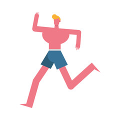 Poster - young man wearing swimsuit running character