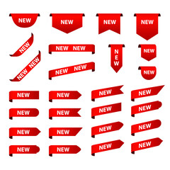 new tag red sign - concept stiker label set. discount sale price tags labels stikers. icons isolated