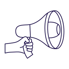 Poster - hand with megaphone sound device isolated icon