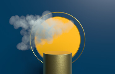 Poster - Abstract cylinder box with full moon background. Chinese Mid autumn festival background. 3d render.